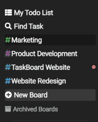 New Board button in sidebar